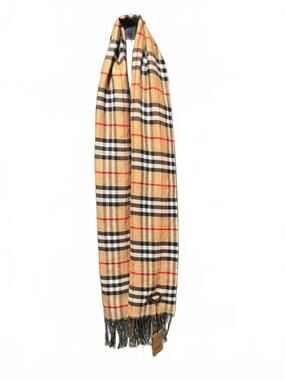Burberry Classic Check Cashmere Scarf with Fringe